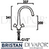 Bristan Caramel Chrome Kitchen Sink Mixer Tap Dimensions